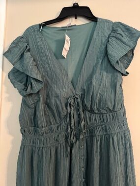 And Now This Teal V-Neck Dress